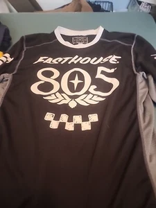 Fasthouse Threads Shirt Mens Medium Jersey Long Sleeve 805 Black White Gas Beer - Picture 1 of 8