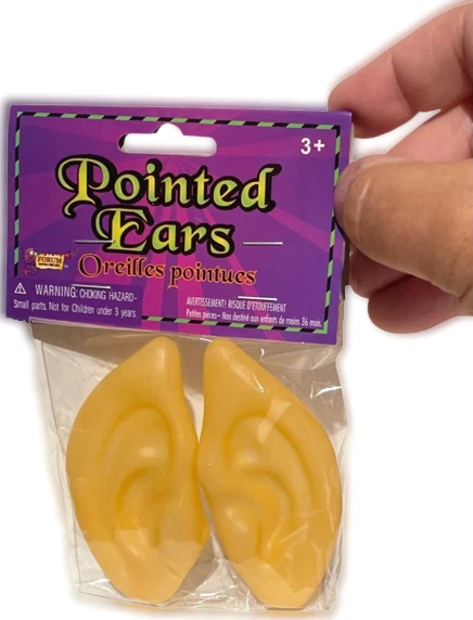 OREJAS DE CARNE BLANCAS PUNTIAGUDAS Star Trek Spock Disfraz Goma Látex Set Juguete Elfo Puntiagudo Foto 1 de 4