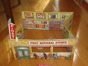 Vintage Toy Playset Grocery Store Advertising First National Stores Dollhouse