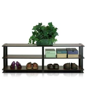 Furinno Multipurpose Shoe Rack Wide Dark Brown Sturdy/Flat Surface (3-Shelf) - Picture 1 of 4