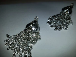 Silber Glockenspitze Ohrhänger für Ohrbohrer. Ohne Haken. - Bild 1 von 3