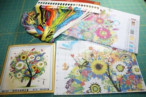 Monalisa M8153 FLORAL TREE 45 x 45 cm Printed Counted Cross Stitch Kit NIP - Imagen 1 de 9