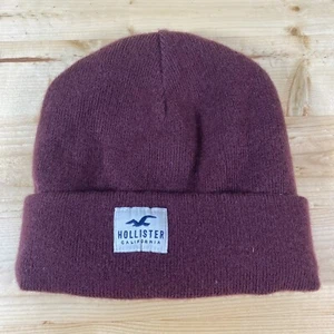 Hollister Beanie Hat One Size Stretch Fit Red Cuffed Winter Beanie Cap Adults - Picture 1 of 4