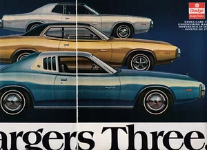 1974 Dodge Charger, 3 Modelle, scharf 2-seitig (getrennt) USA Ausgabe Magazin Anzeige - Bild 1 von 1