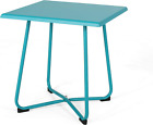 Doris Outdoor Modern 18" Side Table With Steel Legs-teal