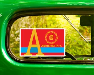 AMHERST FLAG DECAL 2 Stickers New York Bogo For Car Bumper Truck 4x4 - Picture 1 of 1