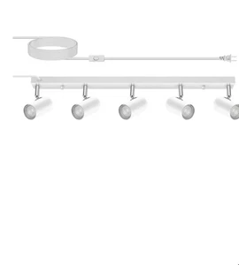 5 Light Track Lighting Kit,White 5 Way Modern Plug in Ceiling Spotlight,Indus... - Picture 1 of 3
