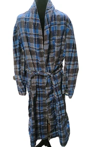 Vintage Flanella Herren Einheitsgröße blau und schwarz Flanell Bademantel - Bild 1 von 6