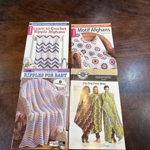 Learn to Crochet Leisure Arts Afghans Crochet Book, Crochet Pattern Lot 4 Baby - Picture 1 of 10