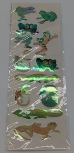 NUEVA Hoja De Colección de Pegatinas Holo Holográficas Reptiles Anfibios Rana Lagarto - Imagen 1 de 2