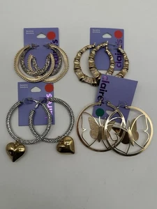 Claire's Creolen Lot von 4 Paaren! Niedliche Mädchen Modeschmuck Accessoires - Bild 1 von 3