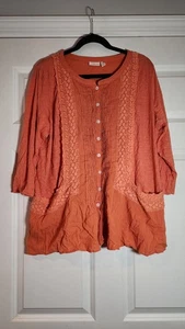 Blusa leggera con bottoni logo arancione sontuoso XL - Foto 1 di 5
