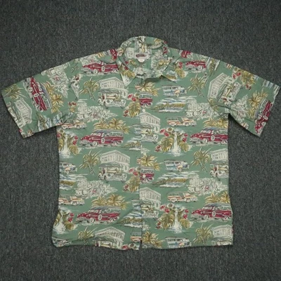 Camisa Reyn Spooner Para Hombres XL Verde Aloha Eddy Y Coches Clásicos Hawaianos Foto 1 de 4