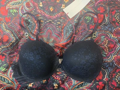 NUEVO CON ETIQUETAS STELLA MCCARTNEY Sujetador Top 34C Azul Marino Encaje Festival Fiesta Foto 1 de 4