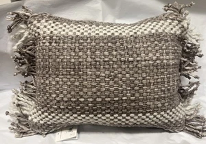 Pottery Barn Ixora Outdoor Textured Lumbar Pillow Gray 14x20 NEW - Picture 1 of 4