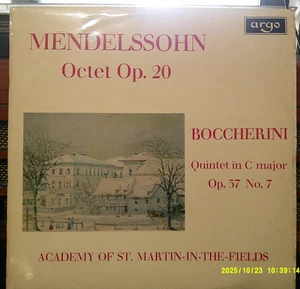 Mendelssohn Boccherini Octet Op 20 Quintet LP Argo 1968 Academy St Martin VG+ - Picture 1 of 1