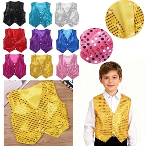 Chaleco con lentejuelas escote en V hip-hop jazz danza actuación EE. UU. Niños Niños Niñas  - Imagen 1 de 87
