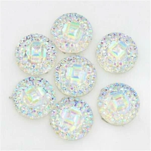 Flatback Embellishments Resin 50x 12mm White Round Cabochon Rhinestone - Picture 1 of 7