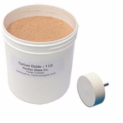 GORDON GLASS CO. Cerium Oxide High Grade Polishing Powder - 1 lb. and 2" Felt Polishing Wheel