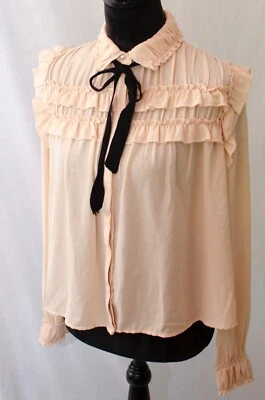 Blusa elegante cuello alto Y2K Forever 21 modesta victoriana talla S Foto 1 de 4