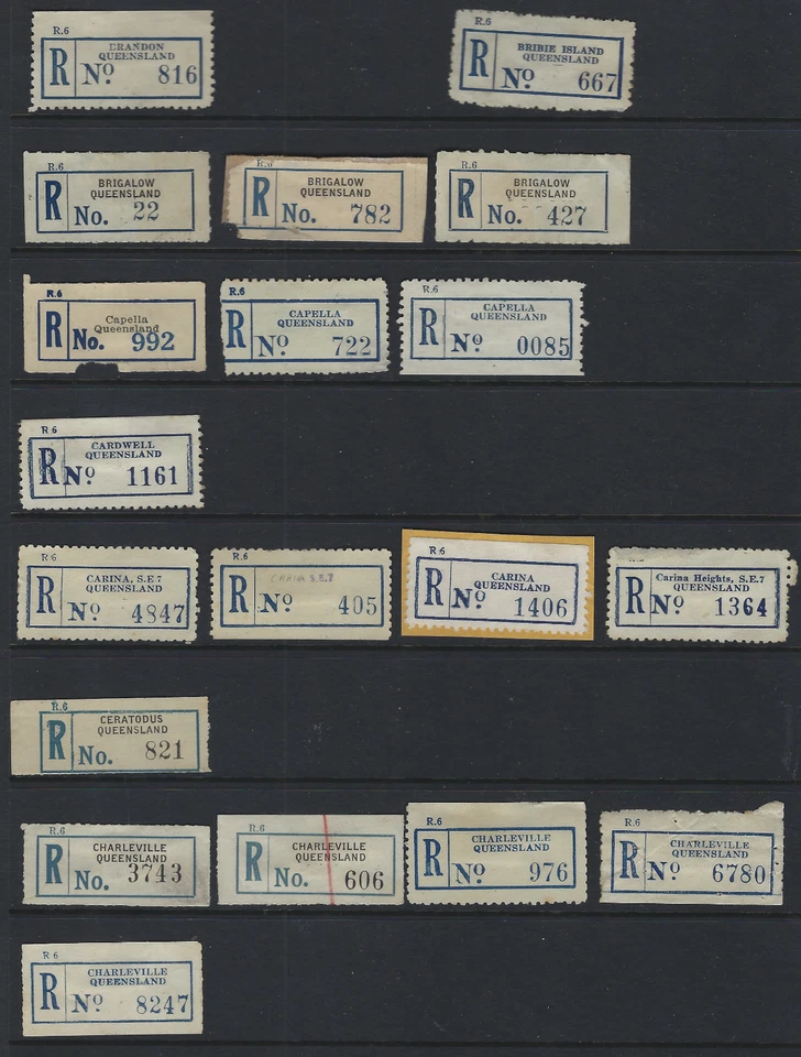 Etiquetas de registro Australia Qld Brandon, Brigalow, Capella, Carina Charleville Foto 1 de 1