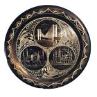 Vintage Copper Etched Design Decorated Wall Hanging Scenic Plate 13 1/2" Turkish