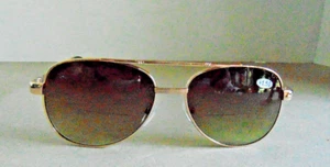 Aviator Reading Sunglasses Brown Tint Gold Rims +150 New - Picture 1 of 4