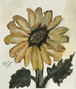 Beautiful Original Ink Drawing "Sunflower" Artwork 8"x10" Signed, US 2020, GIFT! - Picture 1 of 6
