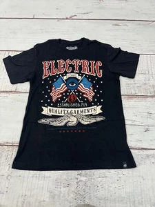 Electric Visual PATRIOT Black Multi Distressed Graphic Size Sm Men's Shirt Logo - Picture 1 of 6