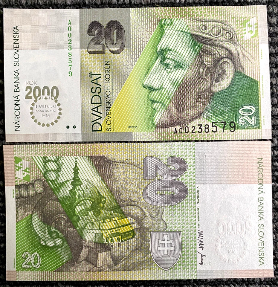 Billete de 20 coronas de Eslovaquia 1993 papel moneda mundial UNC moneda billete Foto 1 de 1