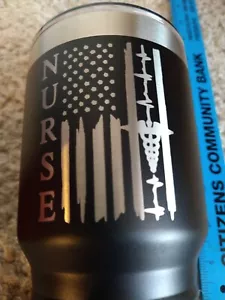 Nurse 32oz Tumbler Black American Flag New No Tags, Polar Camel, Stainless Steel - Picture 1 of 5