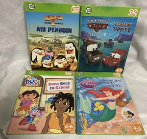 Leap Frog Tag Books Dora Mermaid Penguin Tractor Ages 4-6 Very Good Condition - Picture 1 of 7