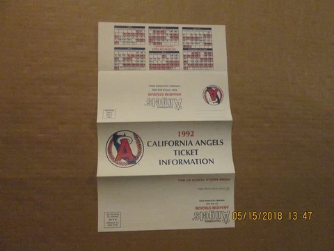 MLB California Angels Vintage Circa 1992 Ticket Information Brochure Cover