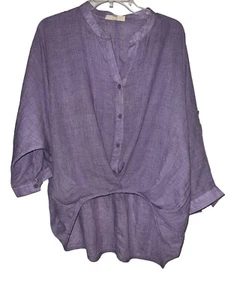 ONETHELAND Shirt Womens M Lavender Purple Sheer Roll Tab Sleeve Cotton Blend - Picture 1 of 3
