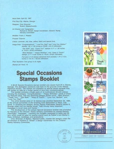 #8713 22c Special Occasions Stamps #2267-2274a USPS Souvenir Page - Picture 1 of 1