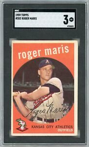 1959 Topps Roger Maris SGC 3 VG Graded Card #202 Vintage Kansas City Athletics