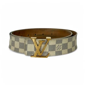 Authentic Louis Vuitton Belt Damier Azur Beige LV Buckle size 90/36 - Picture 1 of 19