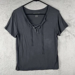 American Eagle Soft & Sexy Shirt Womens Size XS Gray Short Sleeve V-Neck Stretch - Picture 1 of 7