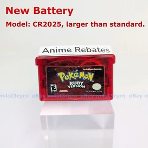 Nintendo GBA Pokemon Ruby Version 2003 Cartridge w/ New Battery CR2025 - Picture 1 of 12