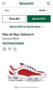 Supreme Nike Air Max Tailwind 4 EU 43 NEU - Bild 1 von 5