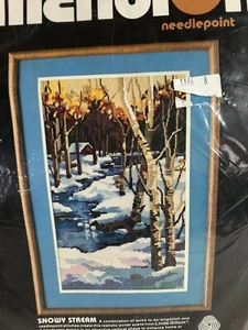 Dimensions Needlepoint Kit Snowy Stream 2305 RARE Sealed Vintage 1986 12x20 - Picture 1 of 5