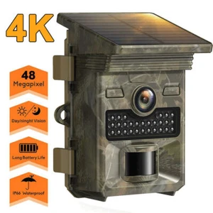 Neu Solar Akku Wildkamera 48MP 4K Jagdkamera Überwachungskamera IR Nachtsicht - Bild 1 von 8