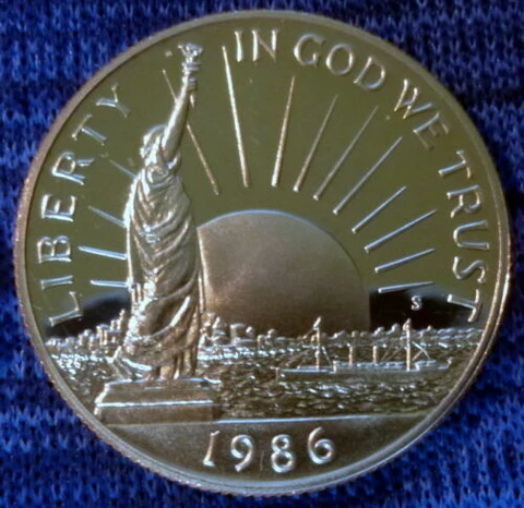 1986-S Statue of Liberty Commemorative Half Dollar - Beautiful Proof Coin Cover