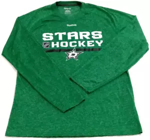 Reebok NHL Dallas Stars Men's Large Shirt Speed Dry Long Sleeve Heather Green - Picture 1 of 18