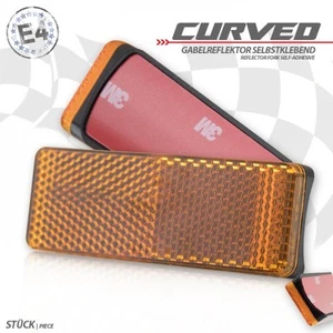 2 Universal Sides Fork Reflectors Cat Eye Orange Motorcycle Euro 4 - Picture 1 of 1