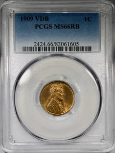 1909 VDB Lincoln Cent PCGS MS66RB RED BROWN Gem Quality - Picture 1 of 4