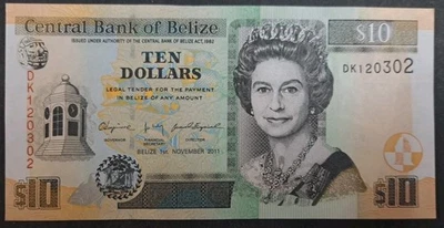 Belice 10 dólares 2011 P68d, DK1203** Foto 1 de 2