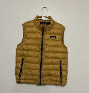 Patagonia Yellow Puffer Duck Down Blend Zipper Kids Vest Size S 7-8 Gorpcore - Picture 1 of 10