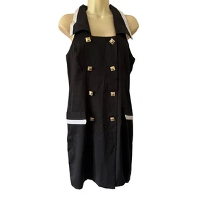 Scarlett Vintage Black & White Button Front Wrap Dress Size 9/10 Mini Classic - Picture 1 of 10