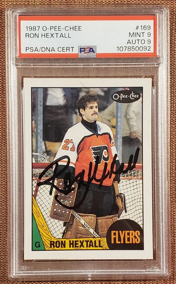 1987 O-Pee-Chee #169 Ron Hextall Flyers Rookie Hockey Card PSA 9/DNA 9 Auto RC - Image 1 of 3